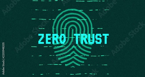 Zero Trust - technology cybersecurity concept Minimalist Glitch Effect