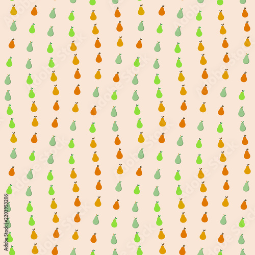 Seamless pattern of colorful pears