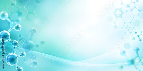 Abstract science background with blue molecule structures