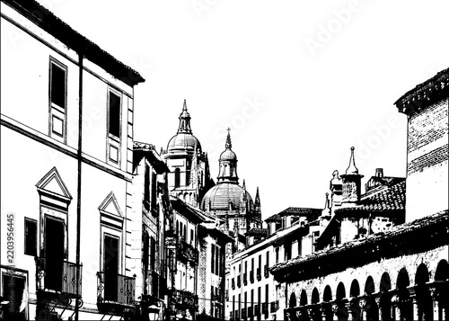 Historic street from san martin square vpoint of view, Segovia, Spain