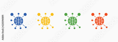 Network Icon Set Color Multiple Style Collection Vector Illustration