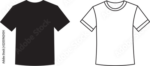 Black and white simple t-shirt comparison illustration