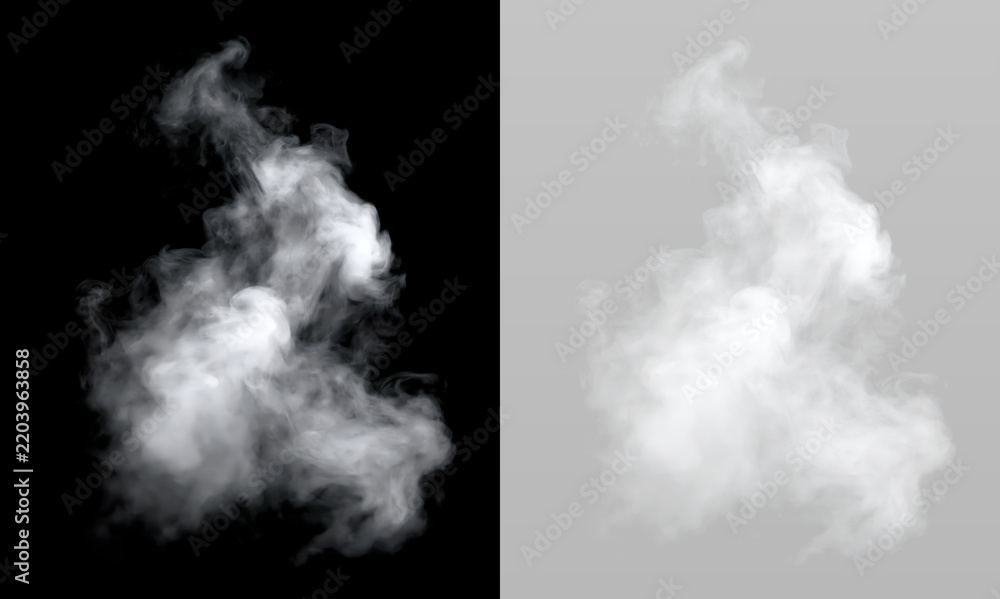 Fototapeta premium White smoke plume with dense swirling texture.