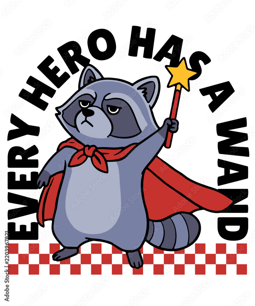 Obraz premium Superhero raccoon award quote t-shirt design