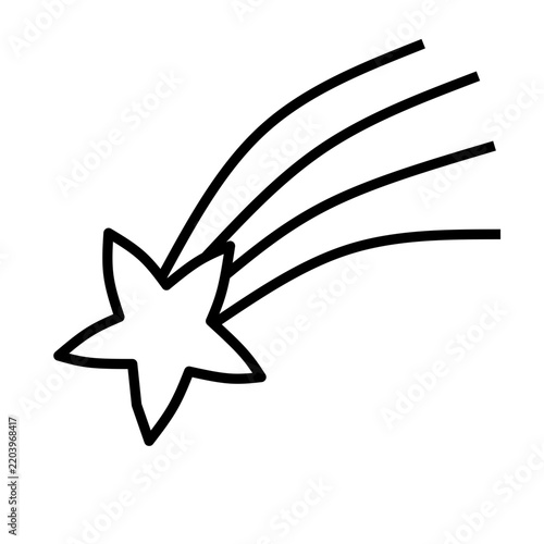 Shooting star icon with motion trail isolated on a white background