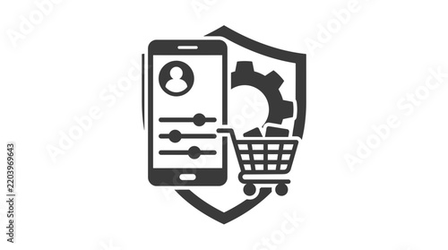 Secure mobile checkout and user data protection icon.