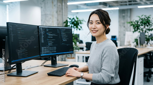Obraz na płótnie ITエンジニアの日本人女性のポートレート（ビジネスポートレート）