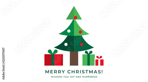 Festive Christmas Tree With Presents Display.