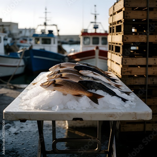 Fresh Mediterranean Fish at Traditional Greek Island Harbor Market