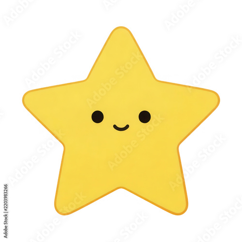 Yellow Star with Smile Transparent Background