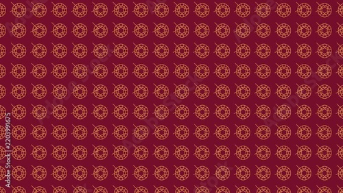 Abstract Geometric Pattern Animation With Repeating Orange Circular Motifs on Dark Red Background