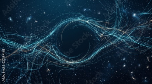 Abstract Cosmic Swirls: Ethereal trails of light and energy swirl and twist in the vastness of space, creating a mesmerizing abstract representation of cosmic phenomena and the universe's mysteries.