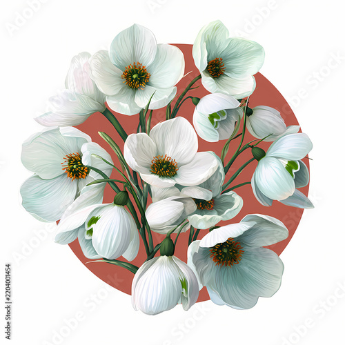 Beautiful Colorful Flowers Bouquet, Floral Botanical Background, Spring Nature Illustration
