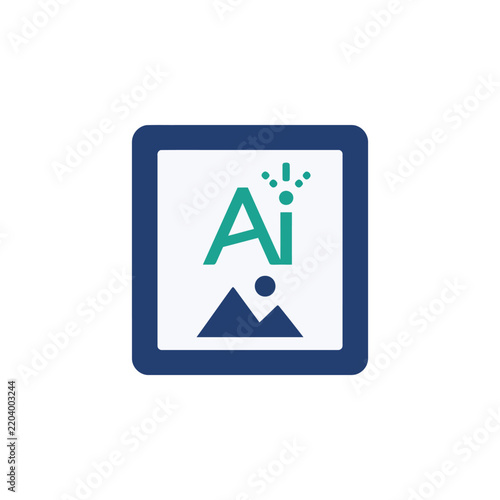 Artificial intelligence icon represents advanced visual recognition and machine learning capabilities for digital image processing and data analysis within smart systems.
