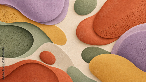 Abstract Organic Blob Shapes: Earthy Textured Paper Cutout Pattern Background