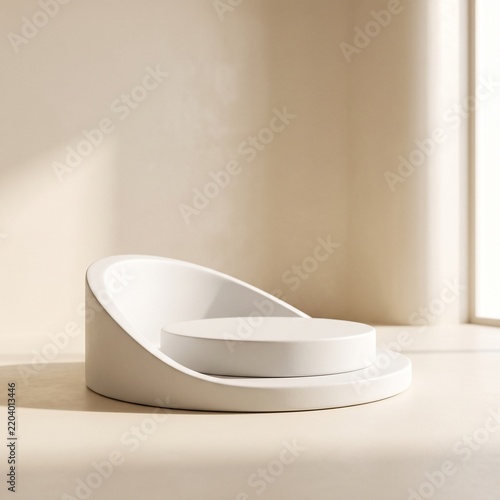 Minimalist White Ceramic Pet Feeder Bowl on Modern Elevated Stand