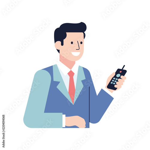 Businessman holding remote control vector graphic