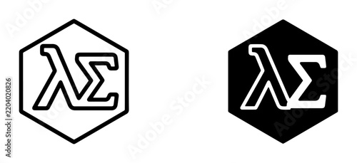 Bild auf Leinwand Lambda Sigma Greek Letters, Hexagon Icon Set, Science and Technology Symbols, Mi