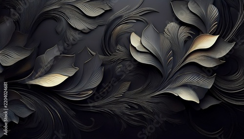 black floral background generative ai