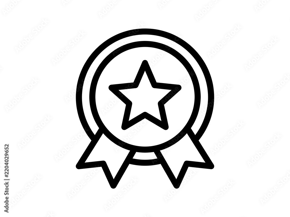 Obraz premium Black star badge with ribbon award icon design