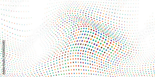 Colorful dot pixel modern edge in white background. Dots wavy pattern. Vector illustration