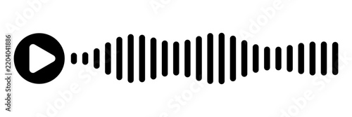 Sound wave decibel audio records simple voice message icon isolated on white background. Podcast player, music track