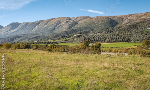 Panoramic view of a lush mountain landscape in rural Albania