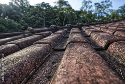 Konstfotografi Old ceramic roof with weathered tiles