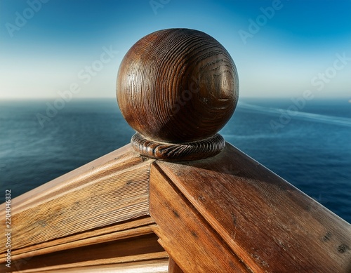old polished wood ball finial stair cap