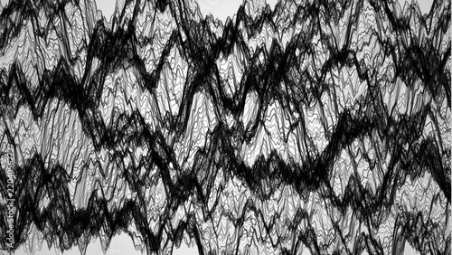 Fotografie Abstract background, with black wavy, lines overlapping on, a white surface, cre