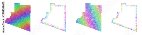 Multicolor sketch Yuma, Arizona outline map design set