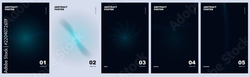 Abstract poster design vector template with dark futuristic glowing light background for presentation