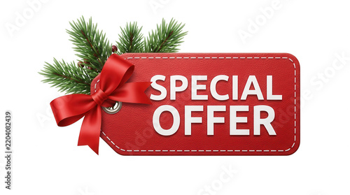 Christmas red price tag isolated on transparent background