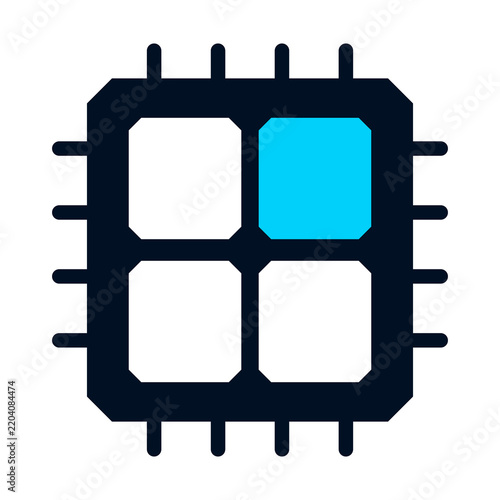 Fototapeta Four Section Processor Chip with Highlighted Core
