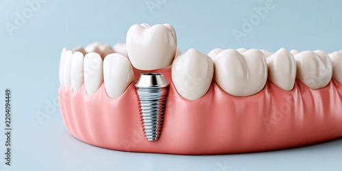 Dental implant close up showing replacement tooth