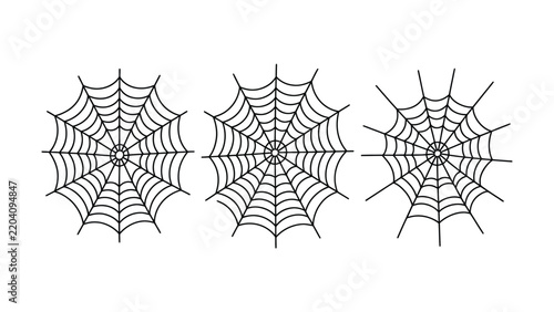 Three detailed spider web illustrations