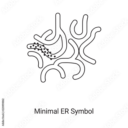 Minimal er symbol black line illustration on white background