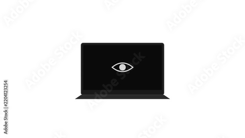 Cyber security laptop with padlock and shield on white background