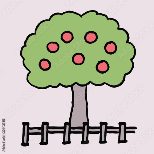 native flat art style design big green tree
