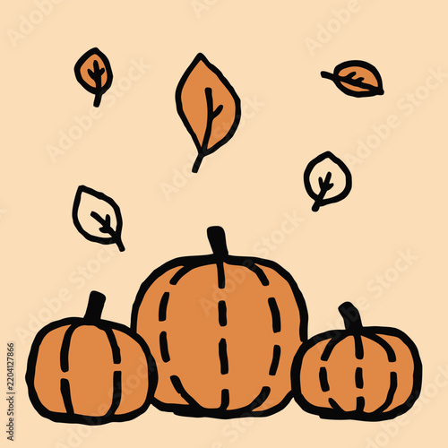 native flat art style illustration orange pumpkins
