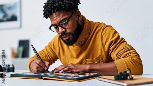 Creative professional sketching design concepts with precision