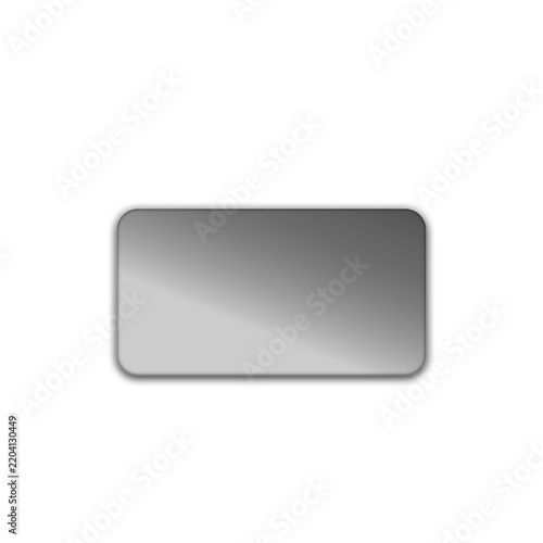 Rectangular metallic object with gradient shading on transparent background