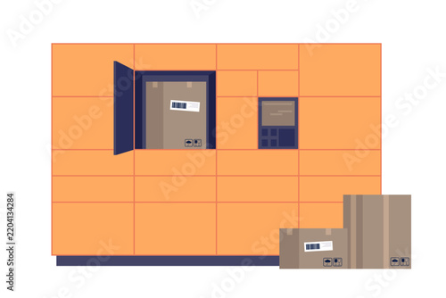 Parcel Locker with Packages and Pickup Terminal