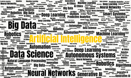 Minimalist Artificial Intelligence Word Cloud Typography Concept Graphic Background