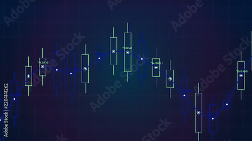 Digital candlestick stock market chart showing financial data trends on a dark blue background for professional investment analysis and trading