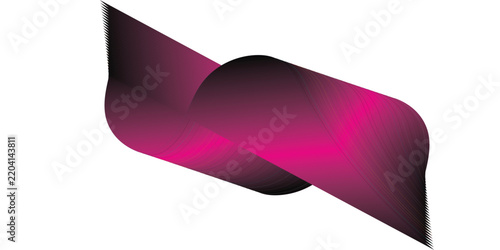 Magenta and Black Gradient Ribbon Twisted into a Smooth Abstract Shape on a White Background vector illustration