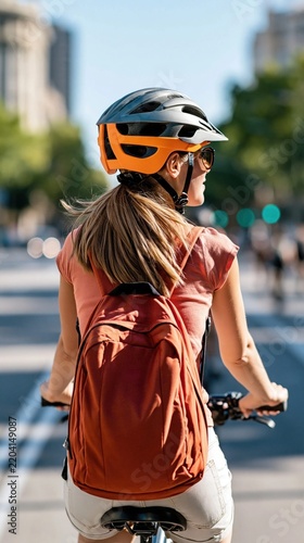 Urban cyclist enjoys a sunny day ride