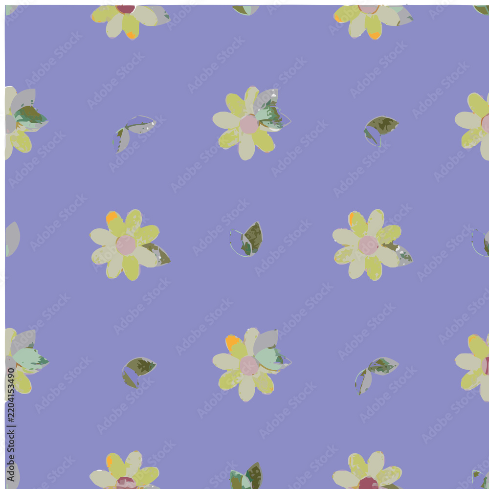 Fototapeta premium Seamless pattern of yellow flowers and leaves