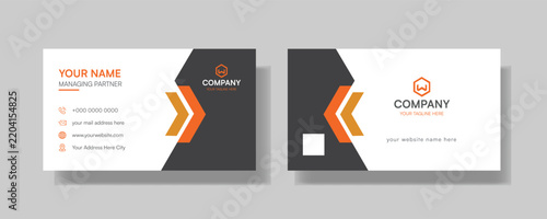 Professional Business Card Layout Template with Orange and Dark Gray Accent