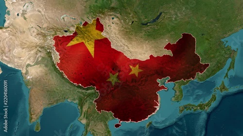 China Map Animation, 3D Geographic Map Zooming from Satellite View to China Territory, Animated Country Boundary Map, East Asia Location, Political Geography and Motion Graphics Visualization